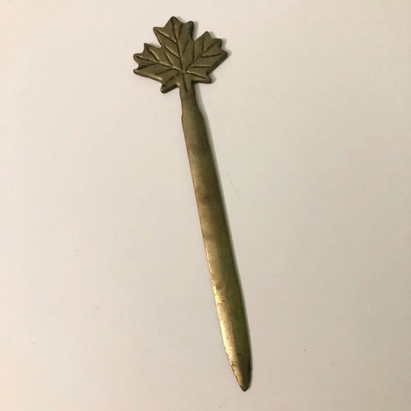 Vintage Brass Canadian Maple Leaf  Letter Opener 7.5 Inch Long - Picture 1 of 14